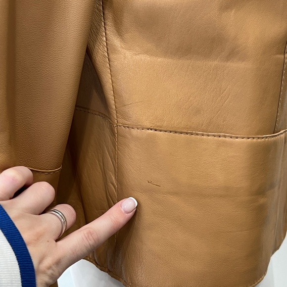 $1550 Remy Brown Camel Leather Short Moto Jacket size Medium - Picture 6 of 15